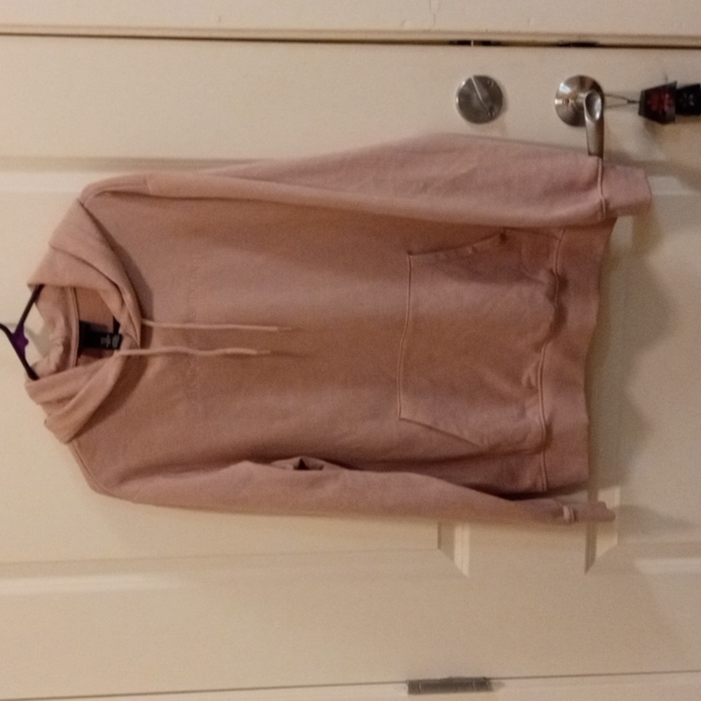 H&M medium pink sweatshirt with hood and tie.  "In the heat of the moment"